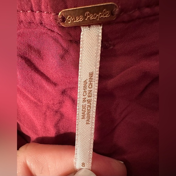 FREE PEOPLE 8 Nightfall Vegan Suede Pants Pomegranate High Waisted Paper Bag Vtg - Picture 7 of 16